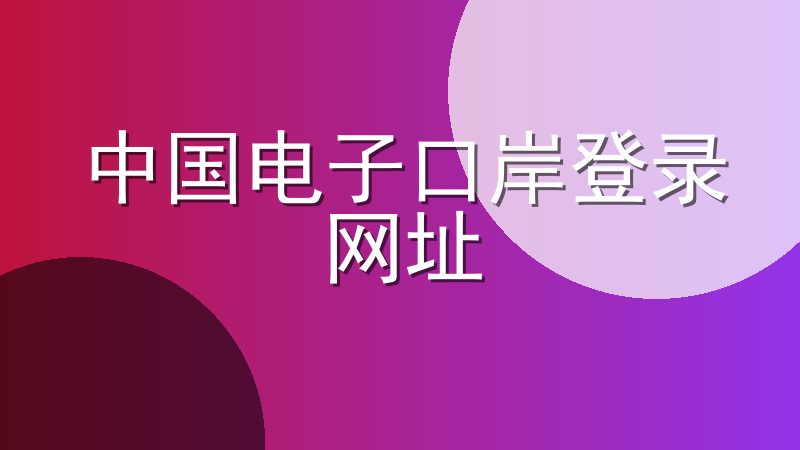 中国电子口岸登录网址：https://www.chinaport.gov.cn